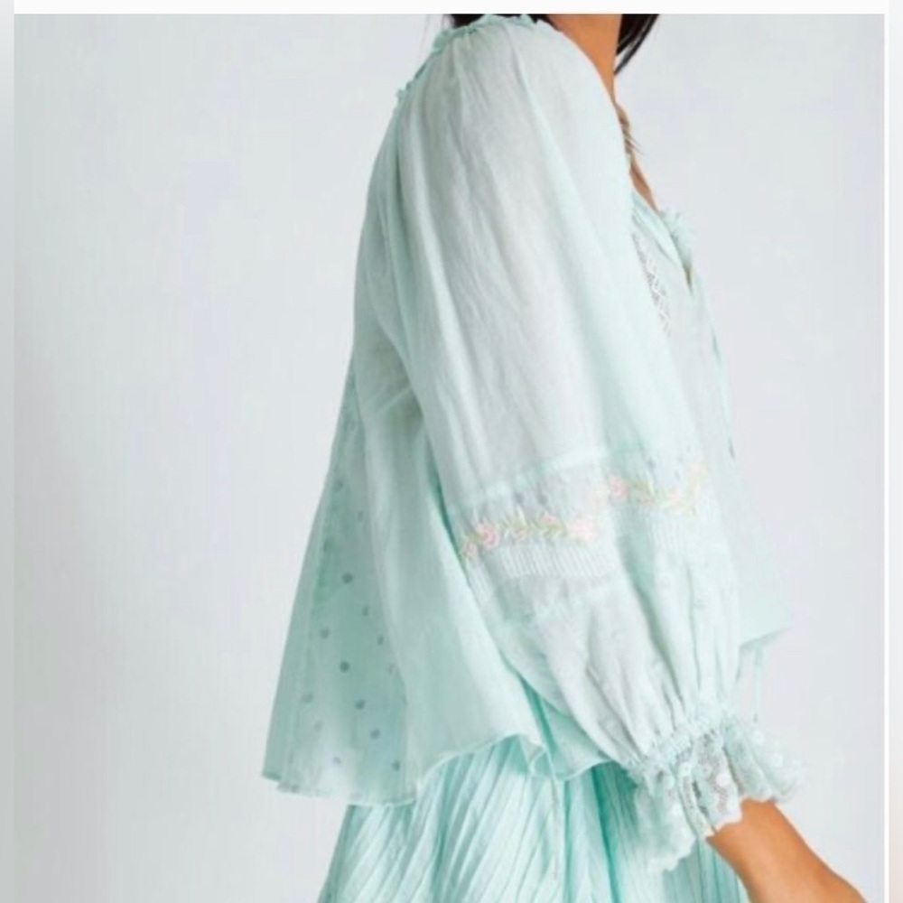 LoveShackFancy Odina top in sea foam - Picture 2 of 9